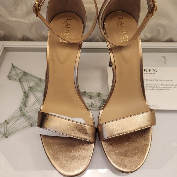 LAUREN RALPH LAUREN | Allie Metallic Nappa Leather Sandals. Size 10. NIB - Picture 5 of 11